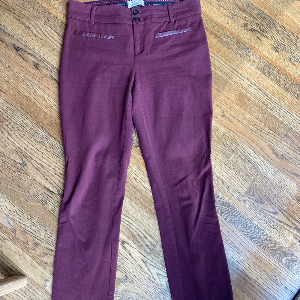 Anthropologie Essential Slim Trouser maroon